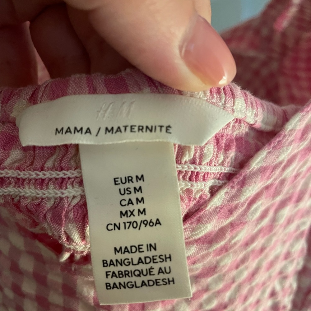 H&M Pink Gingham Midi Dress with Puff Sleeves - Picture 4 of 4